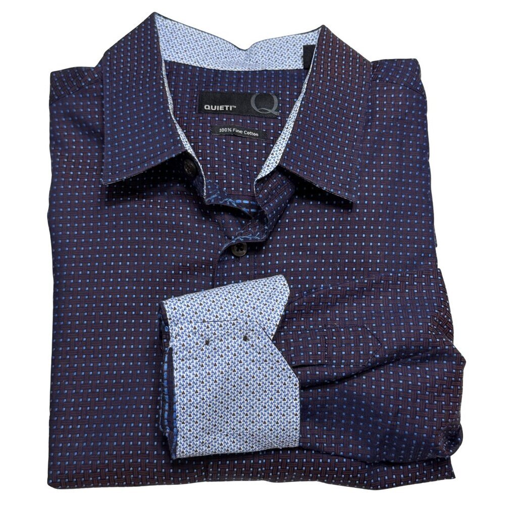 Quieti Mens Modern Fit Button Down Long Sleeve Shirt‎ - Size Large